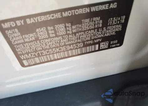 2019 Mini Countryman Cooper S z USA, uszkodzony, nr VIN WMZYT3C55K3E94539